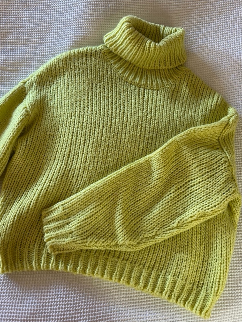 H&M Lime Green Chunky Turtleneck Sweater